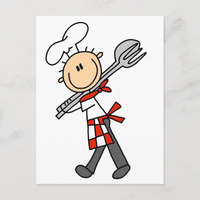 Chef med Salad Tongs Tshirts och Gifts Vykort (Framsida)
