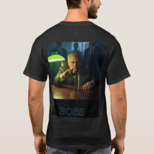 Chef med text manar svart T-shirt bakåt