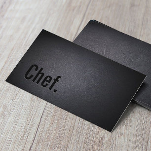 Chef Minimalist Black Typography Visitkort