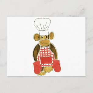 Chef Monkey Red Vykort