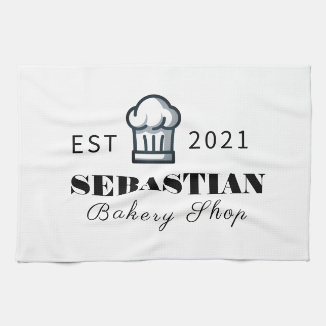 Chef Namn Bakery Shop logotyp Kökshandduk (Horisontell)