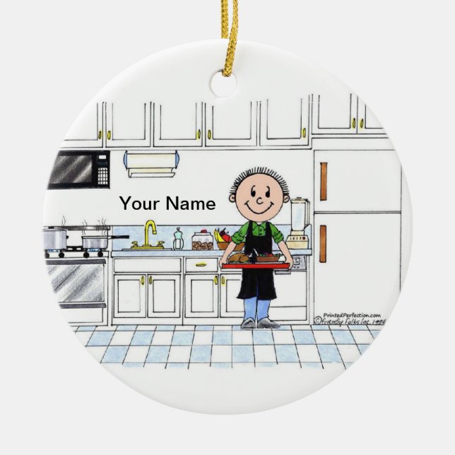 Chef, no Hat - Male Julgransprydnad Keramik (Framsidan)