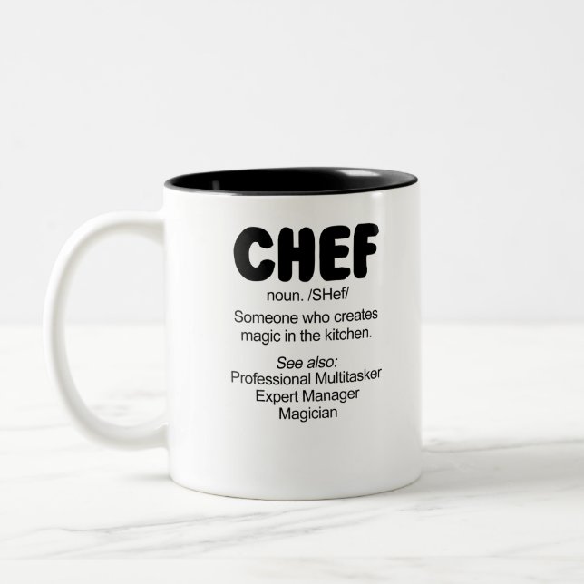 Chef noun. /SHef/ Någon som Skapar Magic in Två-Tonad Mugg (Vänster)