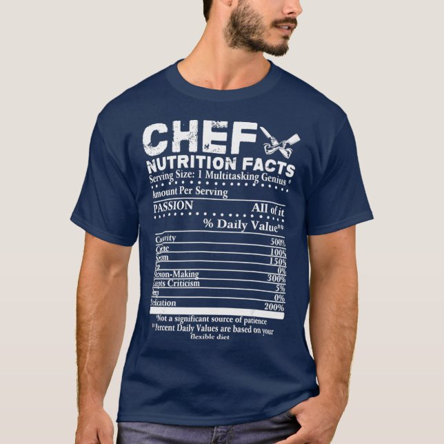 Chef Nutrition Facts Coola Chef Gift for Chefs T Shirt (Framsida)