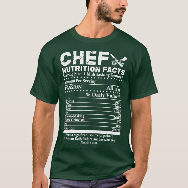 Chef Nutrition Facts Coola Chef Tee Gift for (Framsida)
