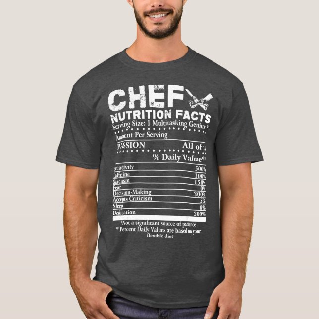 Chef Nutrition Facts Coola Chef Tee Gift for (Framsida)