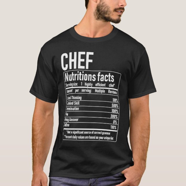 Chef Nutrition Facts  Culinary Cooking Cooker Outf T Shirt (Framsida)