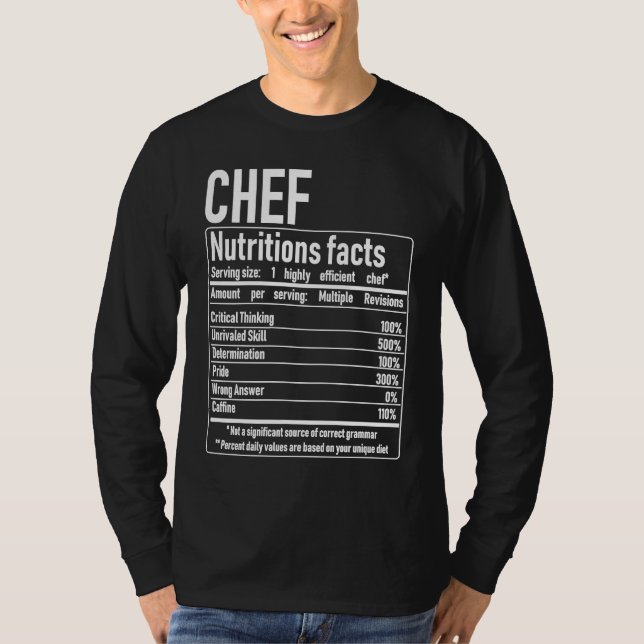 Chef Nutrition Facts  Culinary Cooking Cooker Outf T Shirt (Framsida)