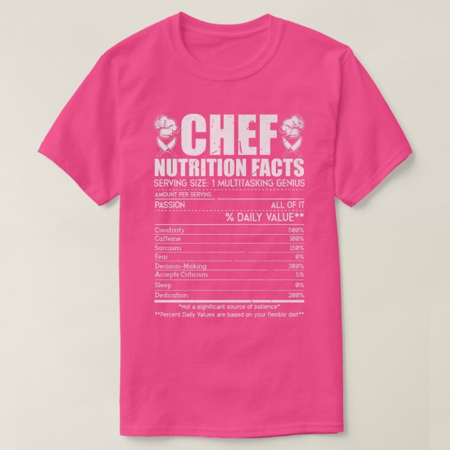 Chef Nutrition Facts Funny Culinary Cooking T Shirt (Design framsida)