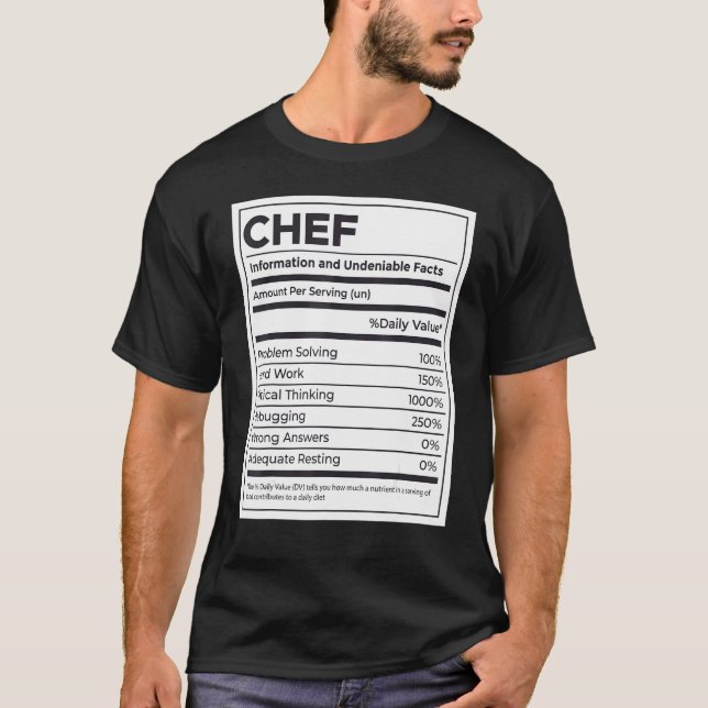 Chef Nutrition Information T Shirt (Framsida)