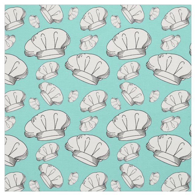 Chef och Cook Hats Mönster i Blue and White Tyg (Provkarta)