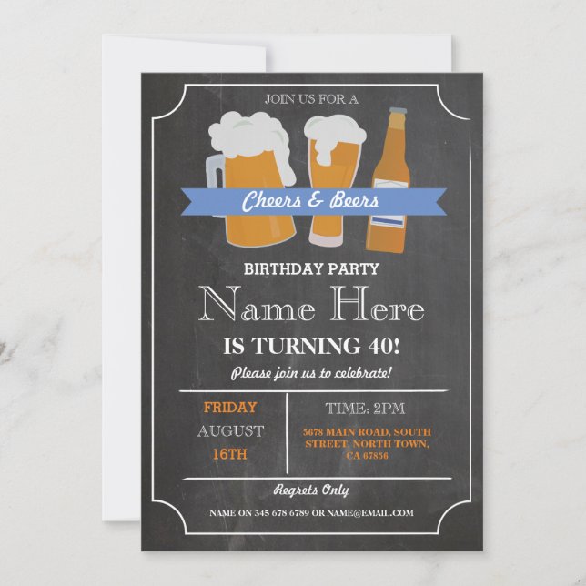 Chef & Öl BBQ Födelsedagsfest ANY AGE Inbjudan (Framsida)