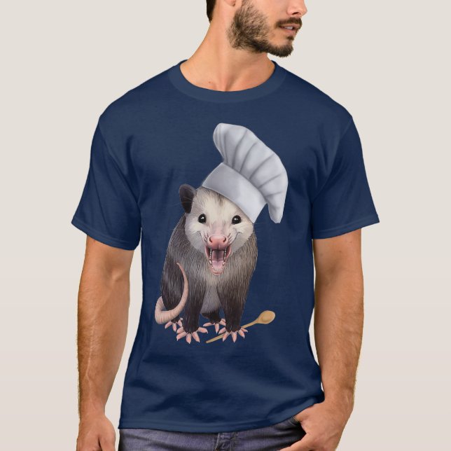 Chef Opossum söt possum i en kökshatt T Shirt (Framsida)