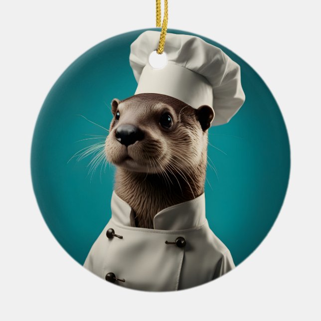 Chef Otter Julgransprydnad Keramik (Framsidan)