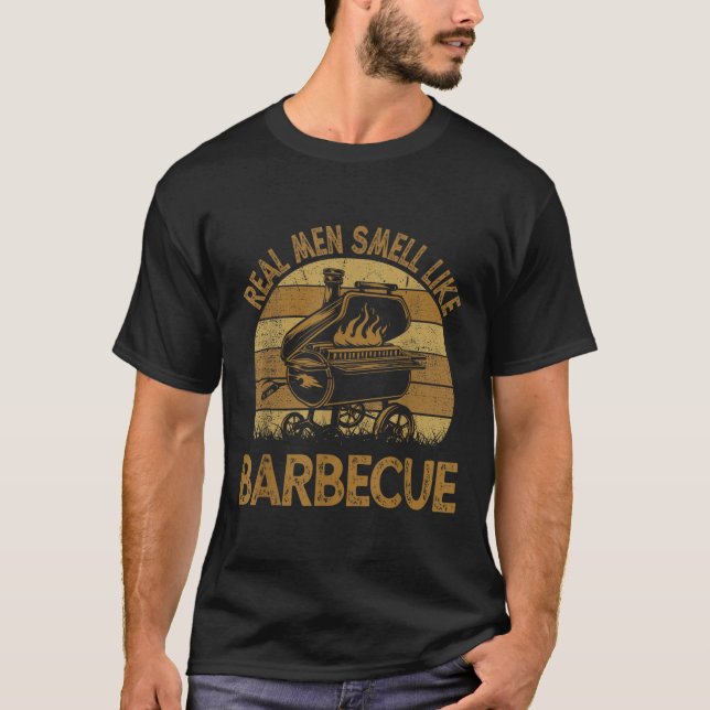 Chef Pappa Bbq Real Manar Smell som Funny Barbecue T Shirt (Framsida)