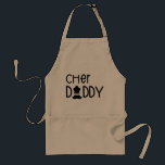 Chef Pappa Roligt Typography Chef Hat and Mustache Förkläde<br><div class="desc">Chef pappa Apron. Roligtens typografi med krympande bokstäver,  kock och mustasch. Underbarare gåva till pappa för fars dag eller när som helst.</div>