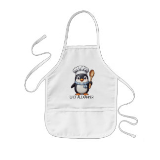 Chef Penguin Personalize Kids' Apron Barnförkläde