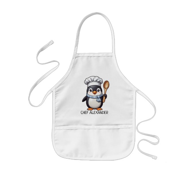 Chef Penguin Personalize Kids' Apron Barnförkläde (Framsidan)