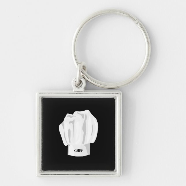 Chef Premium Keychain Fyrkantig Silverfärgad Nyckelring (Framsidan)