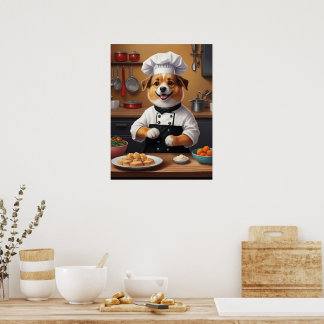 Chef Puppy Skapar Rolig hund köks för mat Poster