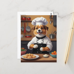 Chef Puppy Skapar Rolig hund köks för mat Vykort