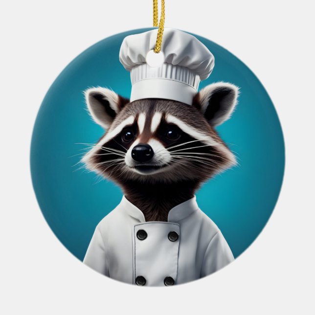 Chef Raccoon Julgransprydnad Keramik (Framsidan)
