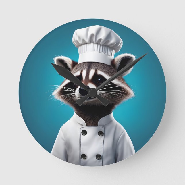 Chef Raccoon Rund Klocka (Framsida)