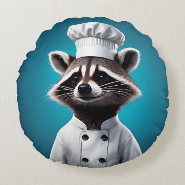 Chef Raccoon Rund Kudde (Framsidan)