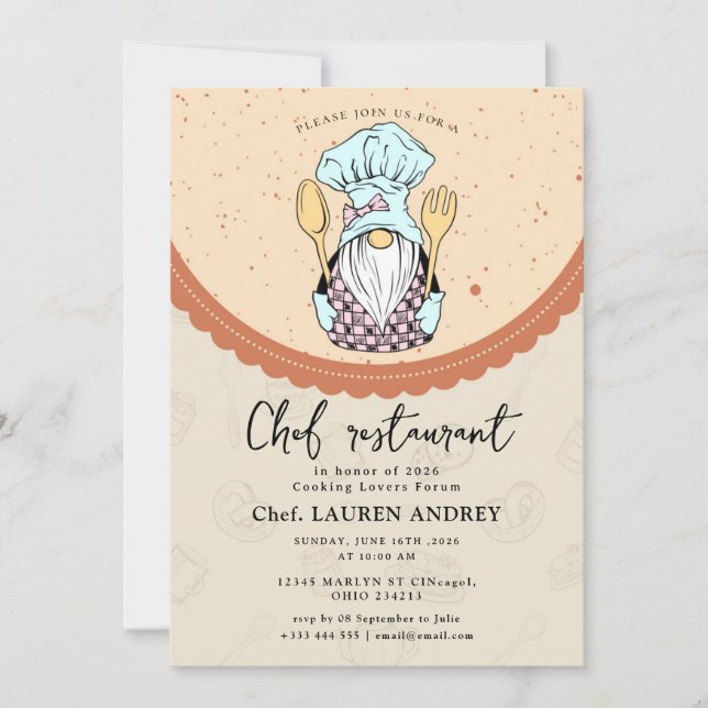 Chef Restaurant Celebration Invitation Inbjudningar (Framsida)