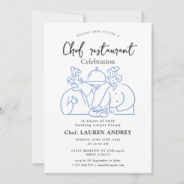 Chef Restaurant Celebration Invitation Inbjudningar (Framsida)