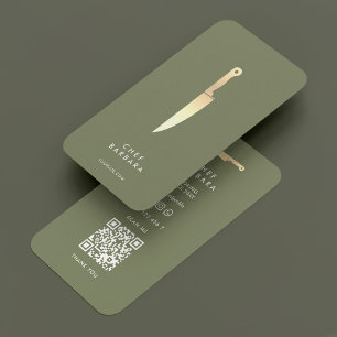 Chef Sage Faux Guld Knivar Modern Visitkort