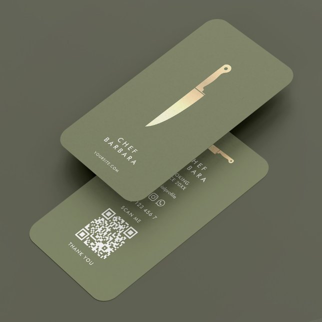 Chef Sage Faux Guld Knivar Modern Visitkort (Chef Sage Faux Gold Knife Modern Business Card
)