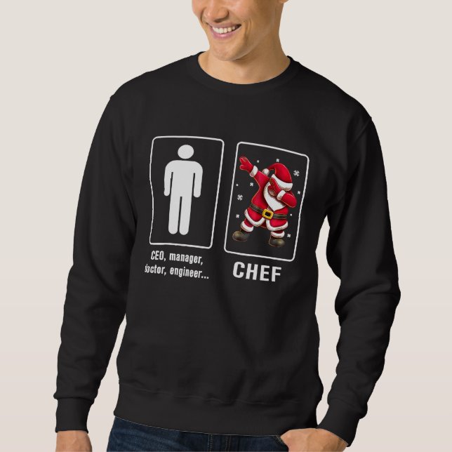 Chef Santa Dab jul Lång Ärmad Tröja (Framsida)