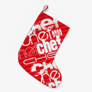 Chef; Scarlet Red Rand Liten Julstrumpa
