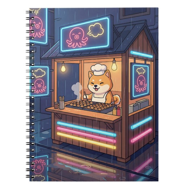 Chef Shiba's Neon Takoyaki Stand Anteckningsbok (Framsidan)