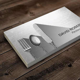 Chef Silverware Catering Modern Silver Visitkort