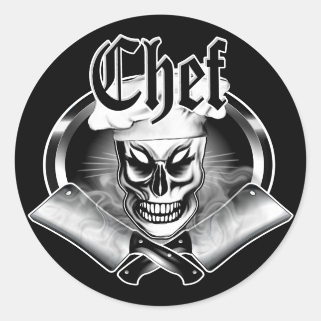 Chef Skull 4 Runt Klistermärke (Framsida)