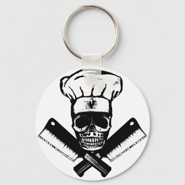 Chef Skull (B&W) Nyckelring (Framsida)