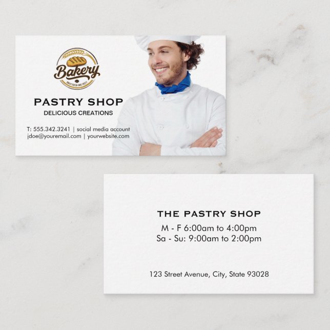 Chef Smiling | Bakery Logo Visitkort (Fram/baksida)