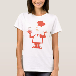 Chef som håller en skål av soppa t shirt