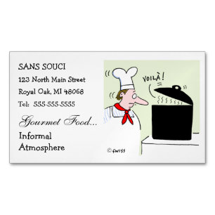 Chef Tecknad Cute Funny Restaurang-Catering Magnetiska Visitkort