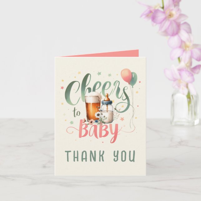 Chef till Baby Sage Peach Gingham THANK You CARDS Kort (Orkide)