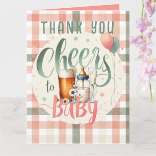 Chef till Baby Sage Peach Gingham THANK You CARDS Kort