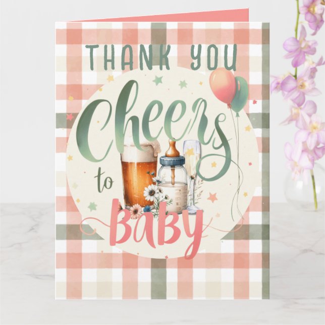 Chef till Baby Sage Peach Gingham THANK You CARDS Kort (Orkide)