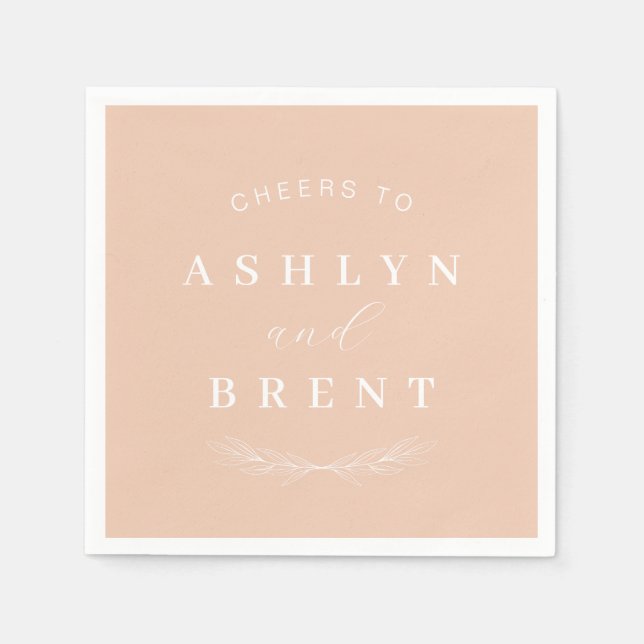 Chef to Light Peach Bröllop Cocktail Napkins Pappersservett (Framsidan)