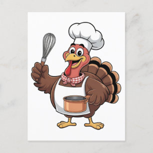 Chef Turkey Thanksgiving Cook Gobbler Helg Vykort