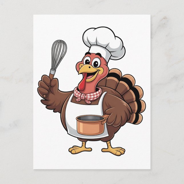 Chef Turkey Thanksgiving Cook Gobbler Helg Vykort (Framsida)