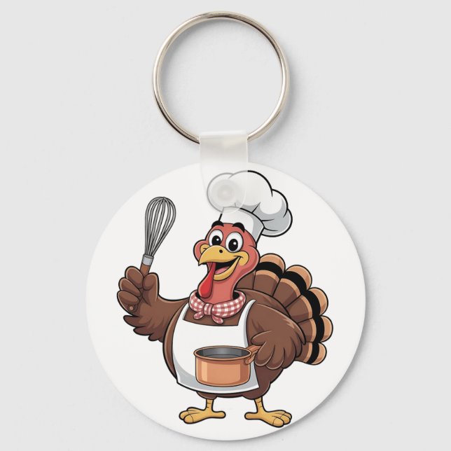 Chef Turkey Thanksgiving Cook Gobbler Nyckelring (Framsida)