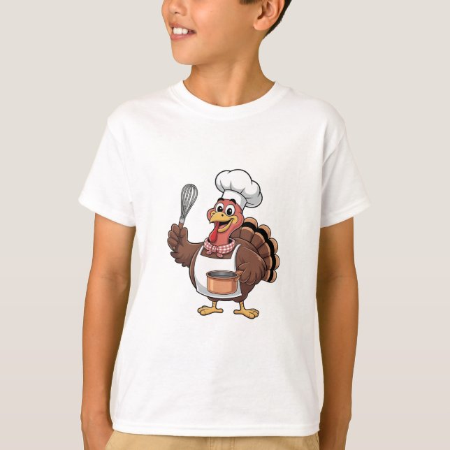 Chef Turkey Thanksgiving Cook Gobbler T Shirt (Framsida)