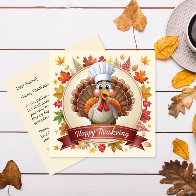Chef Turkey Thanksgiving Greeting Card (Skapare uppladdad)